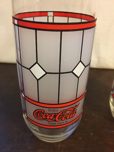 Juego de 2 vasos de vidrio estilo Tiffany Coca Cola 16 oz - Imagen 4 de 6