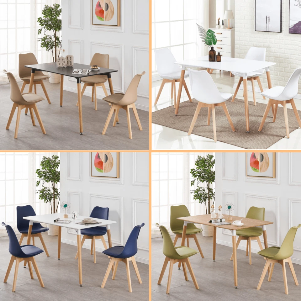 Jamie Dining Set with 4 Jamie Dining Chairs & Halo Wooden Table ✅ Color Options