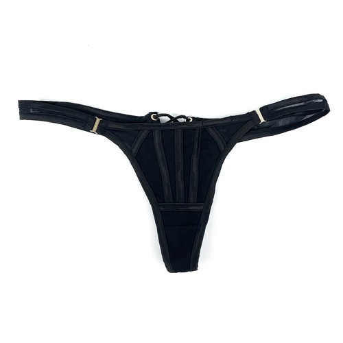 Honey Birdette Jimmy Corset Size XS & Thong Size M Lingerie Set Black Satin New - Picture 12 of 19