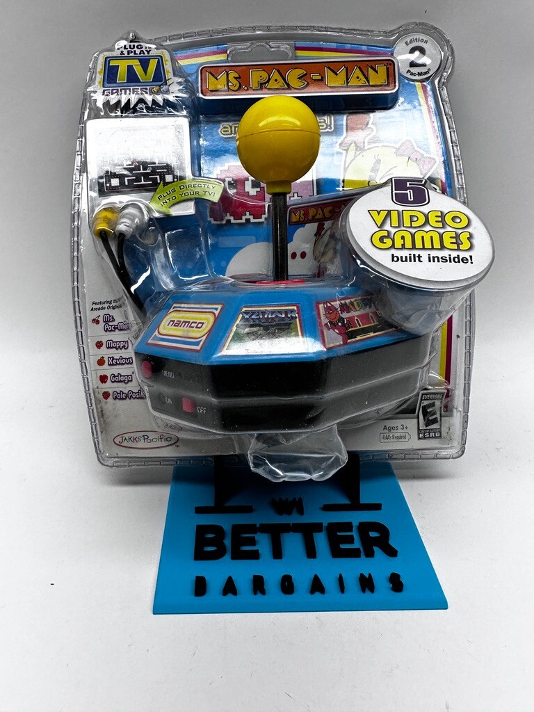 2006 Jakks Pacific Ms Pac Man Plug & Play TV Game 5 Vintage Arcade