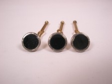 5/16" Round Black Onyx Gold Plated Vintage Formal Tux Prom Shirt Stud set b341