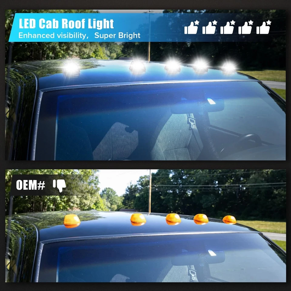 5 PIEZAS Luz Blanca Lente Humo LED Cabina Techo Marcador Luces Compatible con 1994-1... Foto 3 de 4