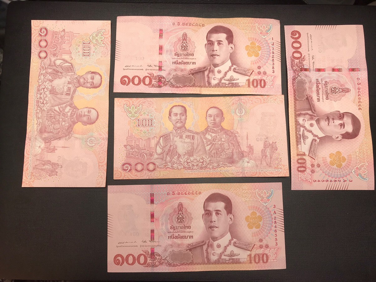 500 Thai Baht (5 x 100 circulated bank notes) | eBay