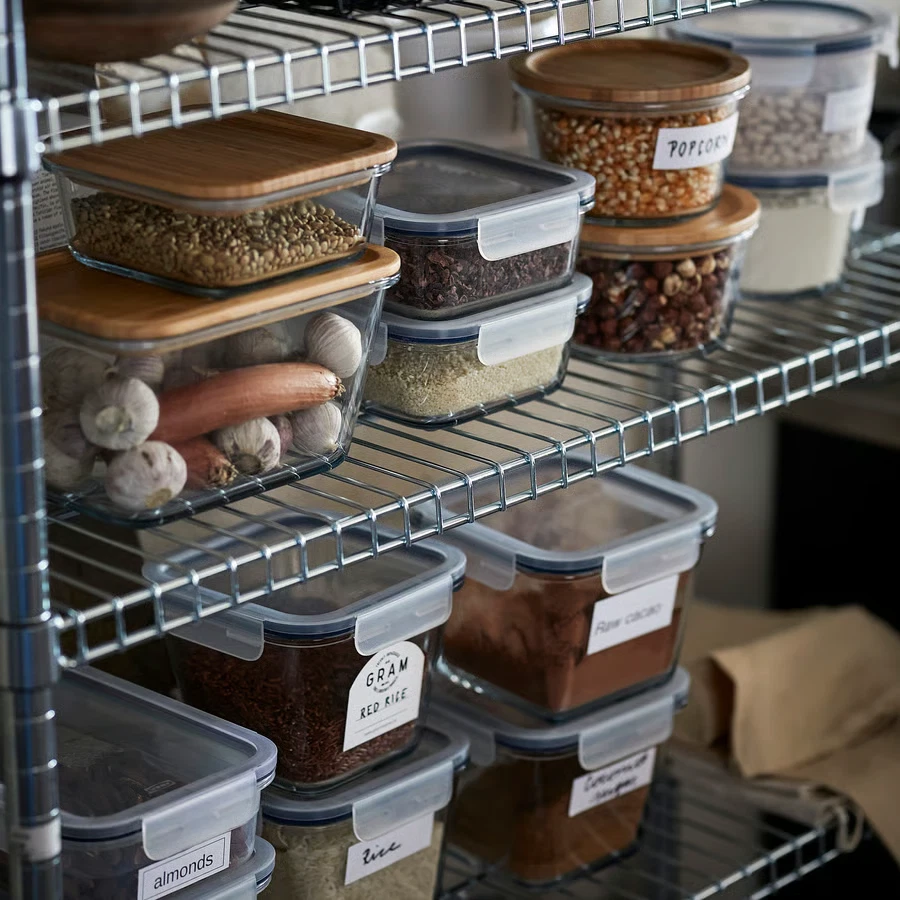 Contenedor cuadrado de almacenamiento de alimentos de vidrio con tapa para comida hermética IKEA 365+  Foto 3 de 4