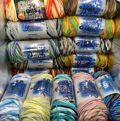 I LOVE THIS YARN!-Lot of 15-OMBRÉ/STRIPES-5 ozs/251 yds-Acrylic-4 Med Super Soft - product listing photo