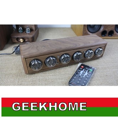 QS30 Glow Tube Clock 6-Bit DC5V 1A Retro Nixie Clock Creative Gift Black Walnut