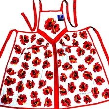 Yves Saint Laurent Bib Apron Poppy Floral White Red Near mint