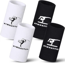 2 Pairs 5.25 Inch Gymnastics Wristbands for Grips Girls black and white 
