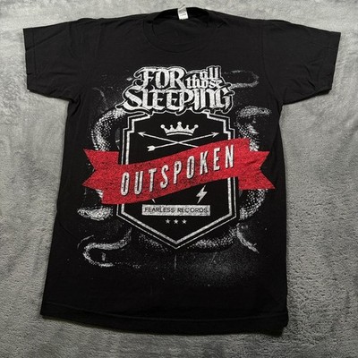 Tultex T-Shirt Men Small Black For All Those Sleeping Outspoken Fearless Records