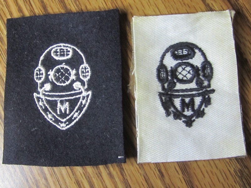 SET OF 2 WWII US Navy Master Diver Sleeve Rate Patch Distinguishing Mark DM, USN