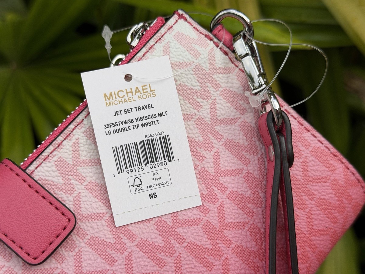 Michael Kors Jet Set Travel LG Double Zip Wallet Ombré Hibiscus