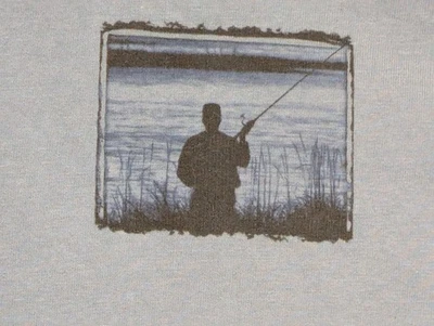 Camiseta Hombre The Mountain Azul Mt. Etiqueta de cuero Life Fishing POB XL #1474 nueva con etiquetas - Imagen 1 de 4