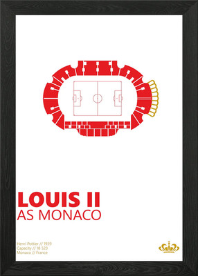 Fußball Poster Monaco Louis 2 Ligu gerahmt Wandbild Poster Leinwanddruck Bild