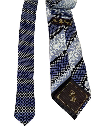 Vintage Phat Farm Mens Premium Necktie 100% Silk Blue Striped Polka Dots Y2K - Picture 3 of 8