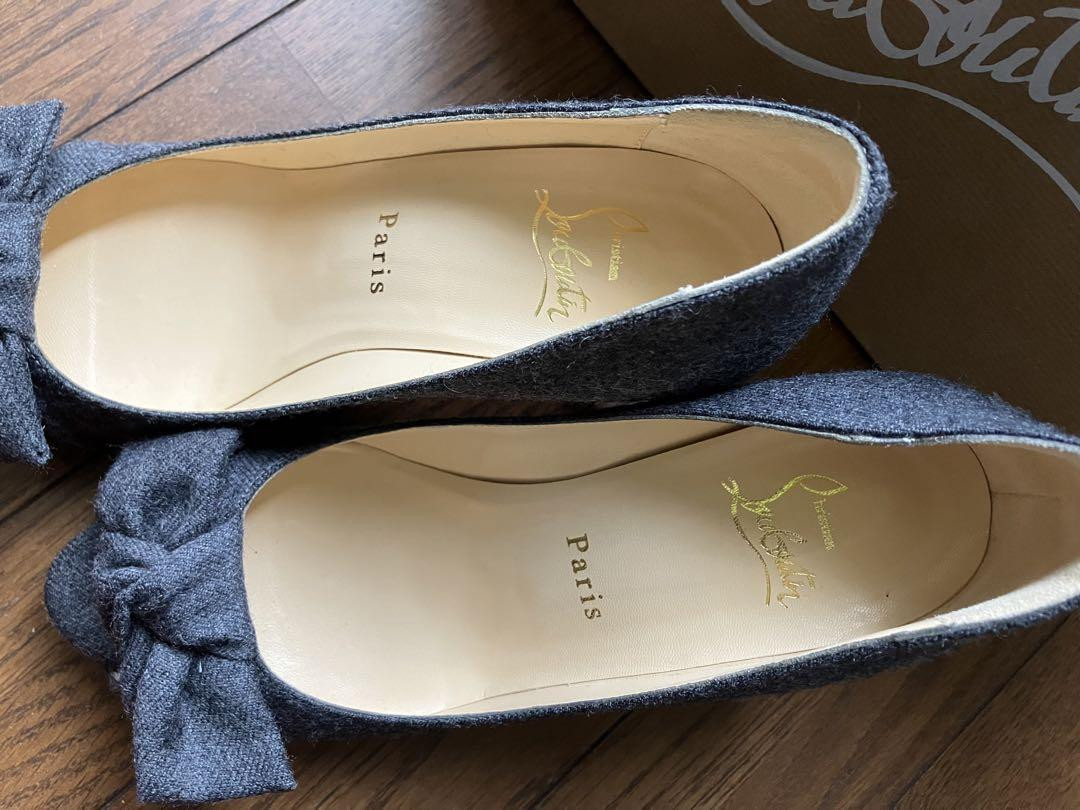 Christian Louboutin Open Toe Heel Gray With Ribbon Size 35.5 US About5.5 Women thumbnail 7
