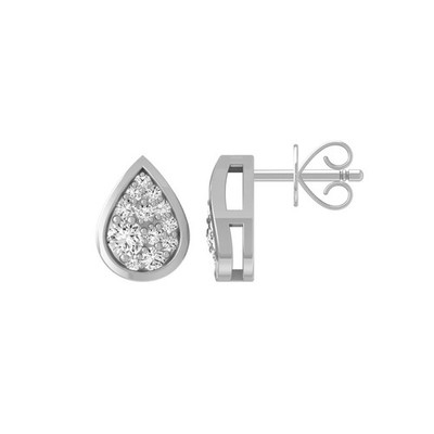 Modische Birnen-Ohrstecker 10 Karat Weißgold natürlicher Diamant für Damen