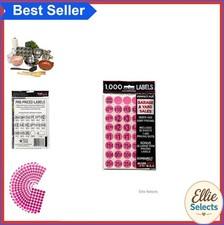 Garage Sale Price Stickers 1000 Count Pre-Printed Pink Labels 4 x 2 Inch