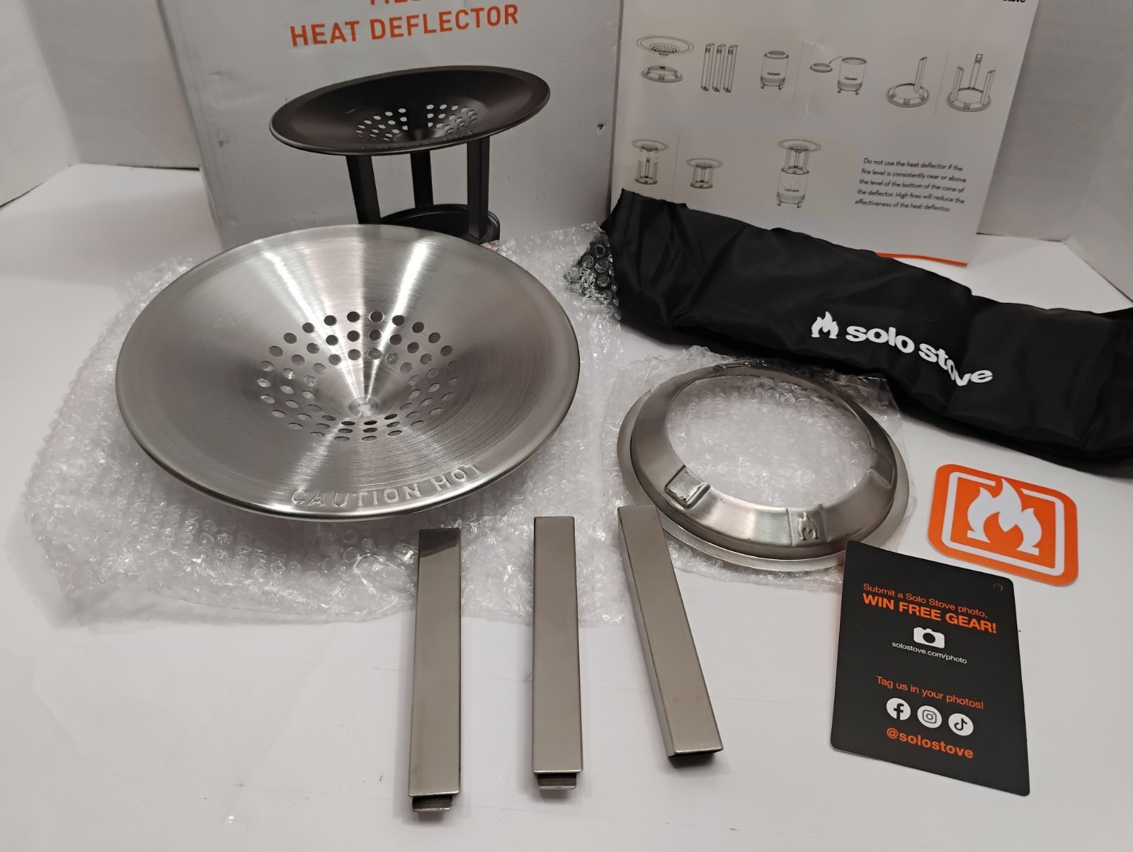 Solo Stove Mesa Heat Deflector for Table Top Fire Pit Stainless w/ Carry Bag