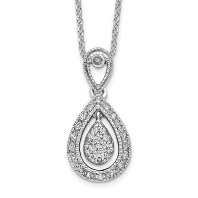 14k Weißgold Rundschliff Lab Grown Diamant VS/SI + G + Träne Anhänger Halskette