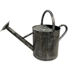 Gardener Select Vertical Lines Watering Can, Silver Black, 2.5 gallon