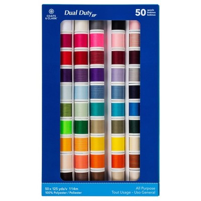 Coats & Clark General Purpose Sewing Thread Set, 50 Spool Multicolor Assortment