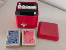 Box 2 POKER DECKS + DICE in red box with original box