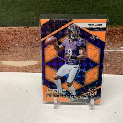 2025 Mosaic Lamar Jackson Orange Fluorescent Epic Performers No.3