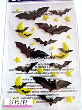 Sticko Jolee HALLOWEEN 27 PC Black Bat Moon 3 Sizes Scrapbooking Crafts