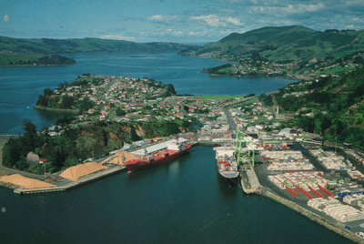 VINTAGE NZ Colour View Aerial View of Port Chalmers and Otago Harbour POSTCARD