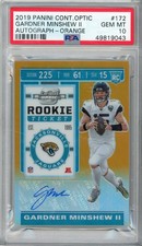 2019 PANINI CONTENDERS OPTIC GARDNER MINSHEW #172 ROOKIE ORANGE AUTO #/50 PSA 10