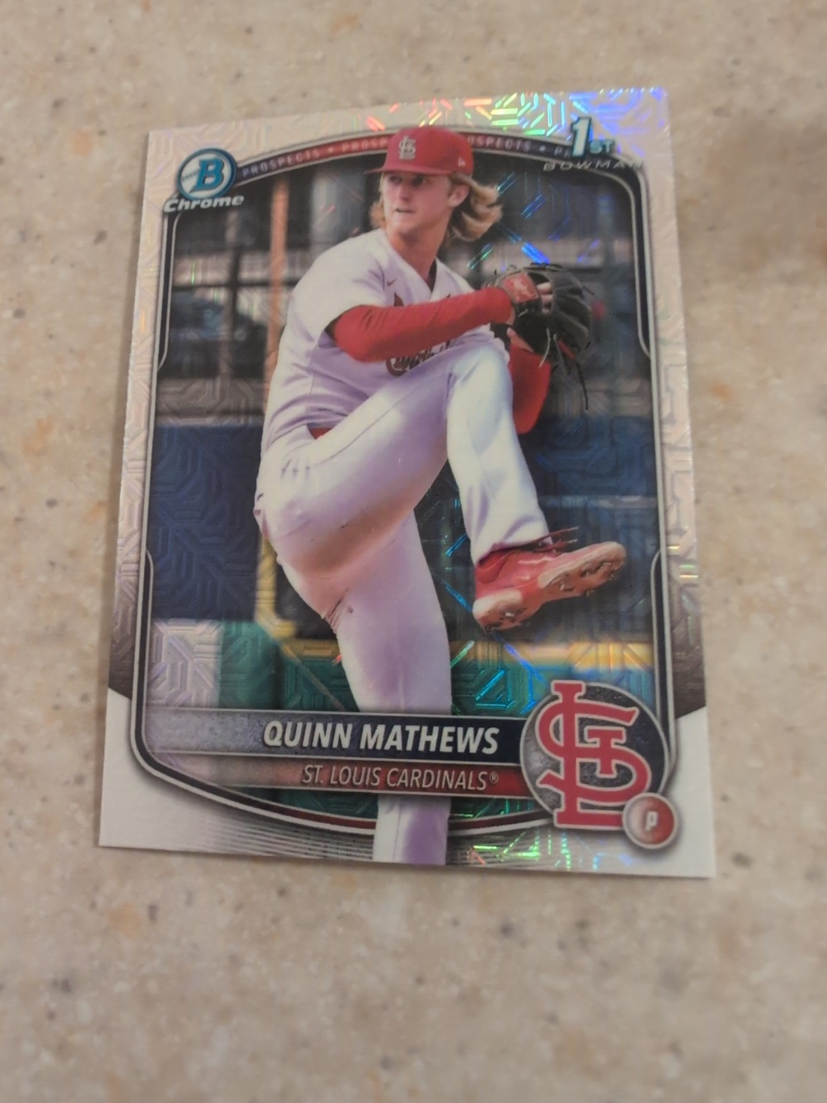 2025 Bowman - Chrome Prospects Quinn Mathews #BCP-25 Fuchsia Refractor /199 (RC)