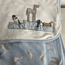 Gymboree Baby Blanket Dog Blue Best In Show Jersey Cotton Vtg Embroidered READ