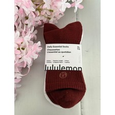 Lululemon Daily Essential Crew Socks 3 Pack XL Rockwood White Blissful Pink NWT