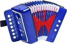 LIEKE Kids Accordion 10 keys Button Accordian,Musical Toy Blue 