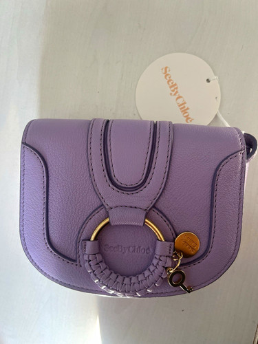See By Chloé Purple Leather Crossbody Bag Gold Hardware Semi-Circle + Dust Bag