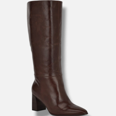 Calvin Klein Women's Brown Dawna Block Heel Knee High Tall Shaft Boots Size 9M
