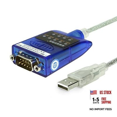 USB Serial Adapter FTDI Chip RS232 DB-9 920K w/TX/RX LED, Windows 10, 8, 7