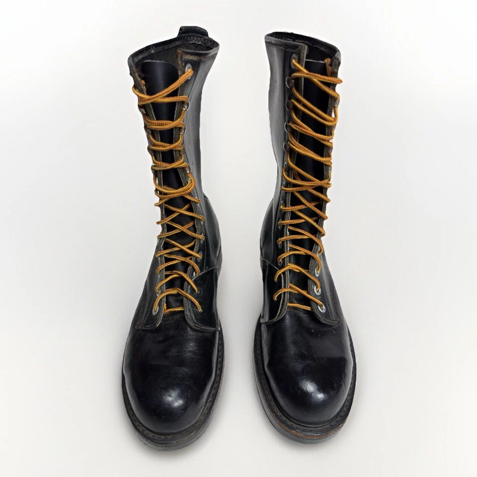 Botas de Cuero Negras De Colección Hechas en EE. UU. Punta de Acero Lehigh Neopreno Welts Para Hombres 6 D Foto 2 de 4