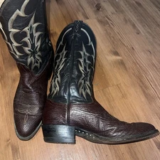 Vintage Tony Lama Black Label Western Cowboy Boot men size 10D USA MADE
