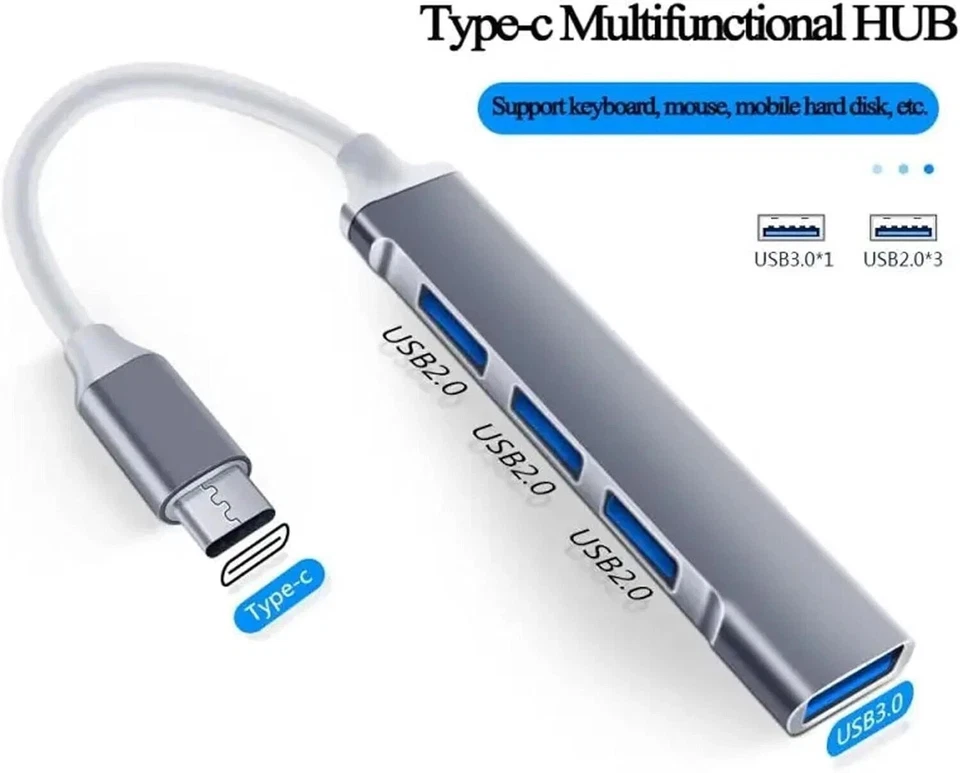 USB Hub Multiport Dock Multi-Splitter USB Type-A 3.0 Hub Adapter for PC Mac - Image 4 of 4