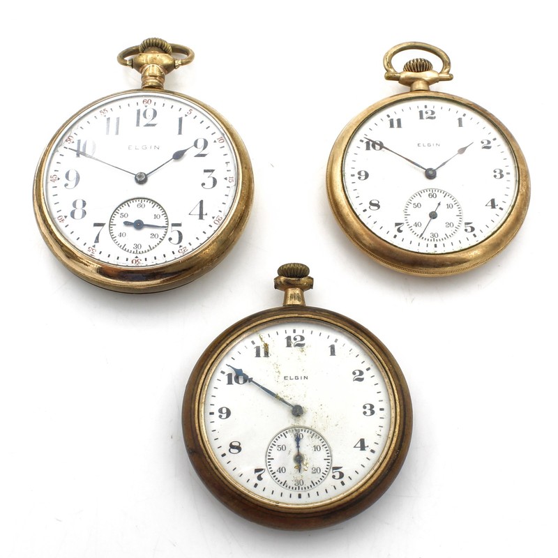 1917-1921 Elgin 12-16s 7-15j Grade 315 Model 3 Pocket Watches Lot of 3 #WB5842-3