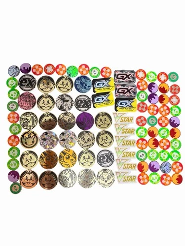 Official Pokémon 73 Piece Coin Marker Lot GX VSTAR EX Damage Status Tokens