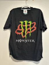 Black Mens Sz: L Y2K Fox Racing/ Monster Energy Drink Logo Graphic T-Shirt
