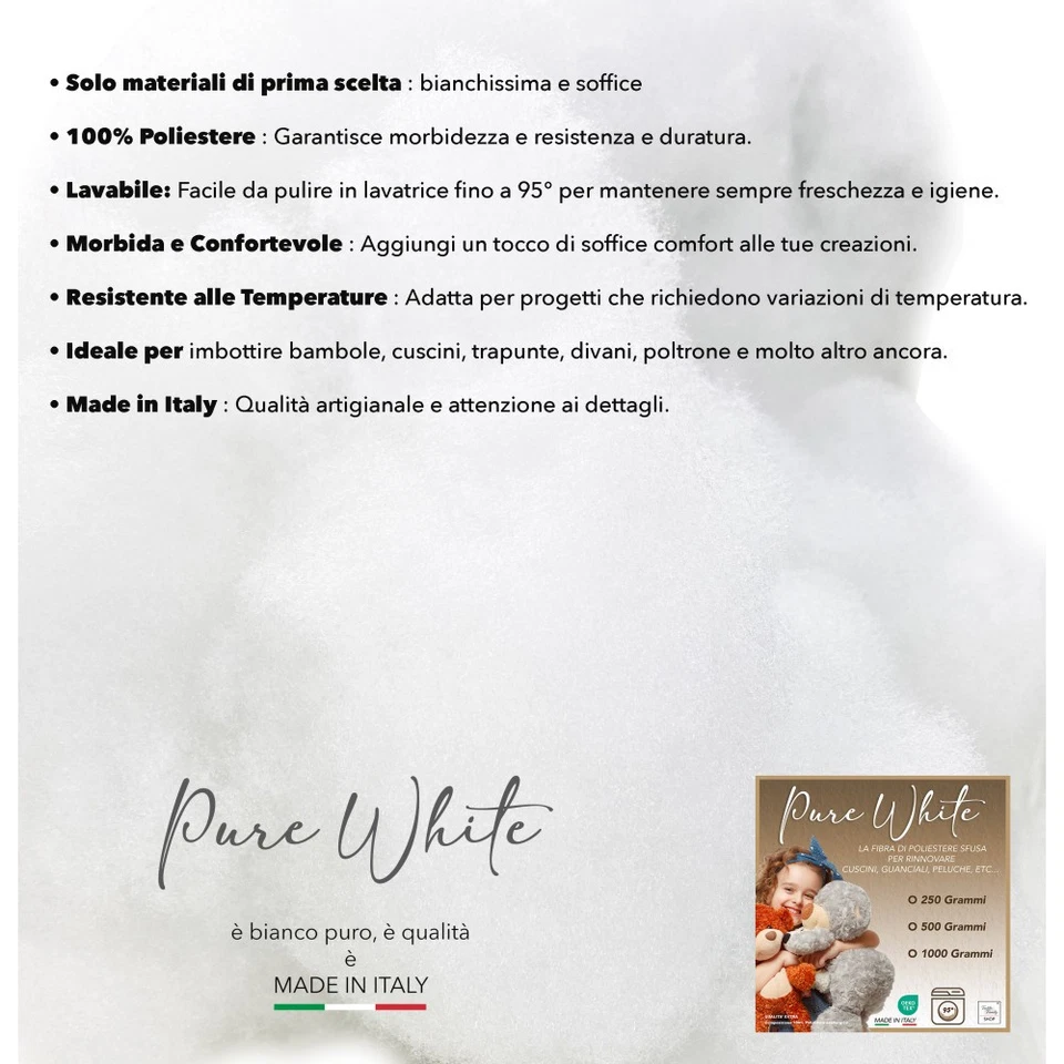 Ovatta Morbida e fioccata 100% Poliestere Made in Italy per riempimento di Bambo - Immagine 4 di 4
