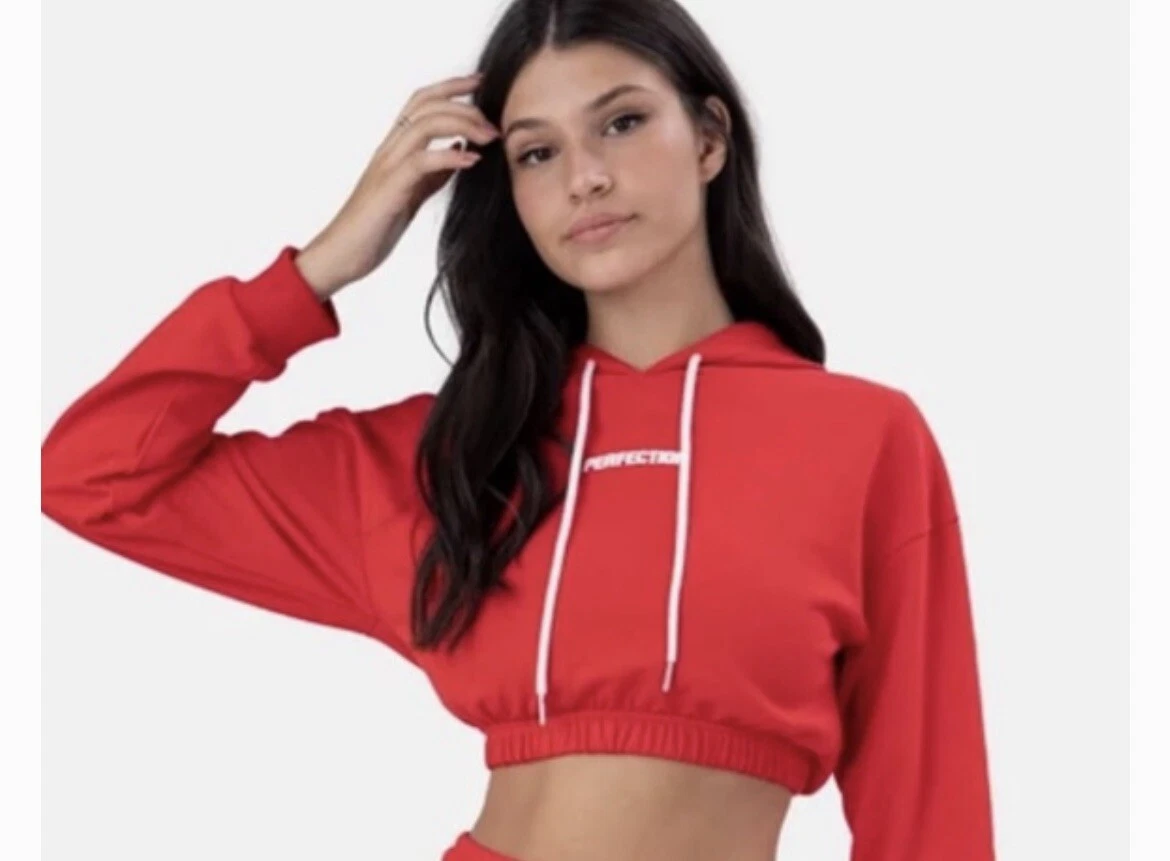 Red 2025 cropped hoodie
