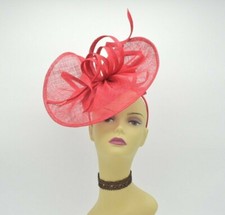 M8123 Red Kentucky Derby Wedding Church Easter Tea Party Sinamay Fascinator