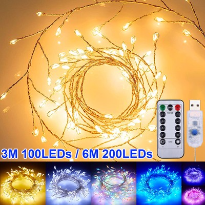 LED Firecracker Fairy Lights USB 3M/6M 100/200 Dimmable String Lights Christmas