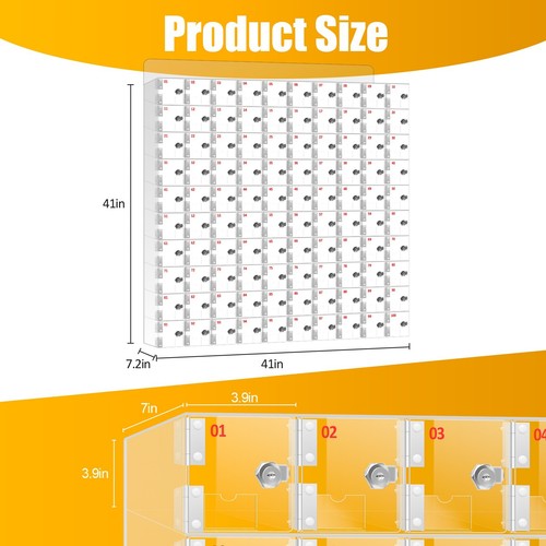 Clear Cell Phone Lock Box 100-slot Cell Phones Locker Phone Storage Cabinet - Picture 2 of 7