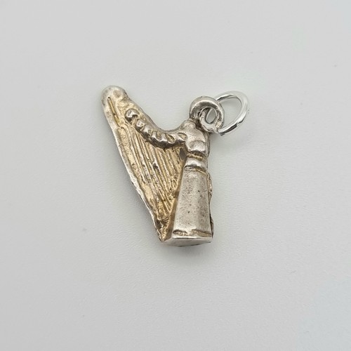Vintage 925 Sterling Silver Harp Charm Pendant - Picture 5 of 5