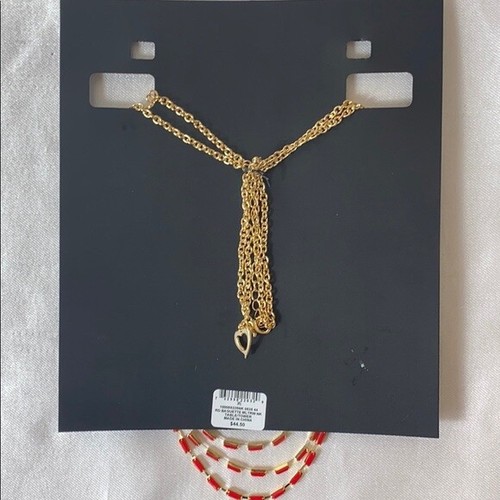 Thalia Sodi goldfarbene rote Baguette mehrreihige Halskette 18" neu mit Etikett - Bild 3 von 5